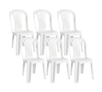 Solycarpa Pack 6 Silla Alta de Plástico Apilable sin Reposabrazos para Catering, Jardín, Terraza y Playa, Ergonómica de PVC, Cómoda, Resistente para Exterior. Fácil de Transportar