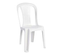 Solycarpa Silla Alta de Plástico Apilable Blanca sin Reposabrazos para Jardín, Terraza y Playa. Asiento Ergonómico de PVC, Cómodo, Resistente, Fácil de Transportar y Apilar para Catering.