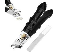 Solymody Nagelexpert, Nail Clippers with Wide Jaw Opening and Splash Guard,Precise Toenail and Fingernail Clippers for Seniors and Adults Ergonomischer Langer Griff mit Anti-Rutsch-Griff (A)