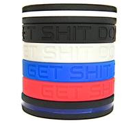 Solza Pulseras de silicona de motivación establecidos 4x Pulseras de silicona Get Shit Done + Thin Blue Line Pulsera + Thin White Line Bracelet | Pulseras de colores unisex, 20.32cm