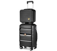 Somago 20" Carry On Luggage and 14" Mini Cosmetic Cases Travel Set Lightweight Polypropylene Suitcase with TSA Lock YKK Zipper Hardside Luggage with Spinner Wheels (2 Piece Set, Classic Black)