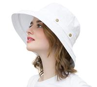 Somaler Sombrero de sol para mujer, Decoración de botones, color blanco, Talla única