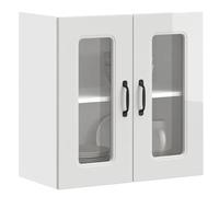 Somanki Armario Pared Cocina Puerta Cristal Kalmar Blanca Alto Brillo, Mueble Cocina, Plateros De Cocina Mueble, Armario Colgar, Mueble Auxiliar De Cocina - 853669