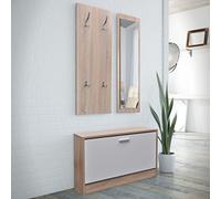Somanki Muebles de entradita con Zapatero, Mueble Zapatero, Zapateros Grandes, Mueble Auxiliar, Muebles De Armario, Armario Auxiliar, Madera 3 Color Roble y Blanco