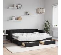 Somanki Sofá Cama con cajones Tela Negro 80x200 cm, Estructura de Cama, Sofas De Salon, Sofa Relax, Sofa Bed, Base De Cama, Marco De Cama, Somier - 3197459