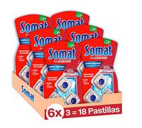 Somat Aditivo Lavavajillas Pastillas Limpia Máquinas (pack de 6, total: 18 dosis), limpia lavavajillas para cal y grasa, limpiador para lavavajillas durante el lavado