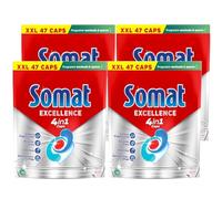 Somat Caps Excellence 4 en 1, 188 cápsulas (4 x 47 tapas), pastillas para lavavajillas de liberación rápida, tapas Somat para una excelente limpieza y brillo incluso en el programa Eco & a bajas
