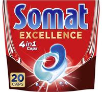 Somat Caps Excellence 4 en 1 (20 tapas), pastillas para lavavajillas de liberación rápida, tapas Somat para una excelente limpieza y brillo incluso en el programa Eco & a bajas temperaturas