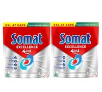 Somat Caps Excellence 4 en 1, 94 cápsulas (2 x 47 tapas), pastillas para lavavajillas de liberación rápida, tapas Somat para una excelente limpieza y brillo incluso en el programa Eco & a bajas