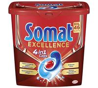 Somat Excellence 4 en 1, 46 pastillas XXL, pastillas para lavavajillas en funda 100% soluble en agua, cápsulas Somat para una limpieza y brillo excelentes, en embalaje reciclable