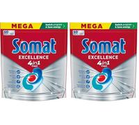 Somat Excellence 4 en 1 Pastillas (1 x 50 tabs), detergente lavavajillas Que Elimina los residuos quemados, Pastillas lavavajillas con Brillo excelente, jabón para vajilla (Paquete de 2)