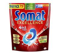 Somat Excellence 4 en 1 tapas (70 taps), pastillas para lavavajillas de liberación rápida, tapas Somat para una excelente limpieza y brillo incluso en el programa Eco y a bajas temperaturas