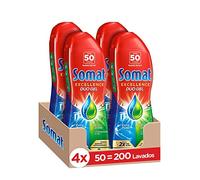 Somat Excellence Gel Anti-Grasa 50 Dosis (pack de 4, total: 200 lavados), detergente lavavajillas líquido automático en botella, jabón para platos con desengrasantes activos