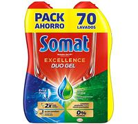 Somat Excellence Gel Anti-Grasa (70 lavados), detergente lavavajillas desengrasante, lavavajilla líquido automático en botella, jabón para platos con desengrasantes activos