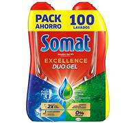 Somat Excellence Gel Anti-Grasa, detergente lavavajillas desengrasante, líquido en botella 50x2, 100 lavados