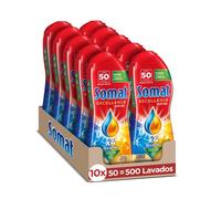 Somat Excellence Gel Frescor Anti-Olor 50 Dosis (pack de 10, total: 500 lavados), detergente lavavajillas desengrasante, lavavajilla líquido automático en botella, jabón para platos con vinagre
