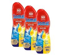 Somat Excellence Gel Lima y Limón (50 lavados), detergente lavavajillas desengrasante, lavavajilla líquido automático en botella, jabón para platos que elimina la suciedad incrustada (Paquete de 3)