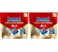 Somat Excellence Premium 5 en 1 Caps (16 Caps), pastillas para lavavajillas de liberación rápida con Extra Boost, Somat Caps eliminan incluso 72 h de restos de comida secos y persistentes