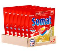 Somat Oro Cápsulas Detergente Pastillas Lavavajillas 18 + 3 Dosis - Paquete de 7, Total: 147 Cápsulas