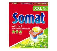 Somat Pastillas para lavavajillas todo en 1 de limón y lima, 57 pastillas, pack XXL, pastillas para lavavajillas para una limpieza potente con función neutralizador de olores.