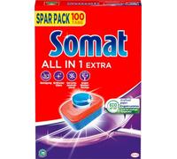 Somat Pastillas para lavavajillas todo en 1 extra (100 pastillas), para una limpieza radiante incluso a bajas temperaturas, combate incluso los residuos secos