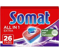 Somat Pastillas para lavavajillas todo en 1 extra (26 pastillas), para una limpieza radiante incluso a bajas temperaturas, combaten incluso los residuos secos