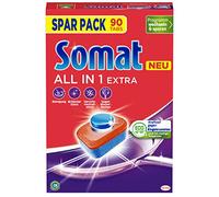 Somat Pastillas para lavavajillas todo en 1 extra (90 pastillas), para una limpieza radiante incluso a bajas temperaturas, combate incluso los residuos incrustados