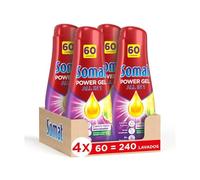 Somat Todo En 1 Gel Lima Y 60 Dosis (pack De 4, Total: 240 Lavados), Jabón Lavavajillas Con Gran Poder De Limpieza Para Ciclos Cortos, Vajilla Brillante, 1.08 l (Paquete de 4), Limón, 4320 Mililitro