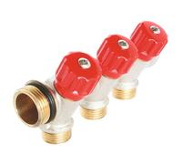 Somather FOR YOU - Colector sanitario, latón niquelado, Male-hembra 20/27, autoimpermeable y alineado, 3 derivaciones de alcance plano equipadas con válvula de cierre a válvula, macho 15/21