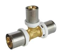 SOMATHERM FOR YOU - / 5720-20-16-20 - Té reduce tubo de engaste central de múltiples capas Ø20 - Ø16 - Ø20 Permite una desviación de diámetro en un Ø20 diámetro de la tubería tubo Ø16 multicapa