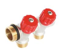 SOMATHERM FOR YOU - colector sanitario, latón niquelado, macho-hembra 20/27, de auto-sellado y alineado plato de dos conductores equipados con válvula de macho válvula de cierre 15/21