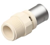 SOMATHERM FOR YOU, Conector recto a presión multicapa en PPSU, resistente a 134°C, con ventana de control y triple junta tórica, Ø20-M20/27, EN 21003