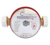 SOMATHERM PARA YOU, Medidor de agua de chorro único para agua caliente, calibre 15, macho 20/27, compatible con MID, lectura de 8 rollos, esfera seca orientable, preequipada para sensor de pulso