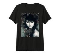 Somberness Floral: un Retrato Oscuro de Belleza y Misterio Camiseta Premium