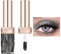 Sombra de ojos de brillo líquido,estilo europeo y americano perezosa sombra de ojos monocromos de color perla,maquillaje de diamantes de perla sombra de ojos de lentejuelas (02 Negro brillante)