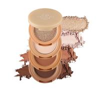 Sombra de ojos de cuatro capas, paleta de maquillaje apilable, cosméticos de contorno 4 en 1, multiusos y diseño compacto, ligero y portátil, 4 x 3 cm, para cara, ojos, mejillas