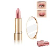 Sombra de ojos de lujo de doble color en barra para personas perezosas, sombra de ojos en barra de dos tonos, sombra de ojos en barra 2 en 1 y espejo (01#)