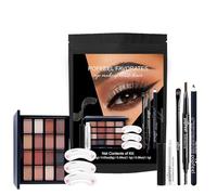 Sombra de ojos de maquillaje, juegos de maquillaje de ojos para mujeres | Kit de maquillaje portátil con sombra de ojos, delineador de ojos y máscara,Paleta de sombras de ojos impermeable de larga dur