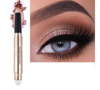 Sombra de ojos en barra y esponja 2 en 1, brocha de maquillaje, sombra de ojos marr n suave, cremosa, brillante, de larga duraci n, resistente al