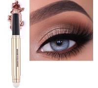 Sombra de ojos en barra y pincel 2 en 1, color oro rosa, crema de maquillaje, brillo, purpurina, sombra de ojos suave, l piz, nude, mate, paleta