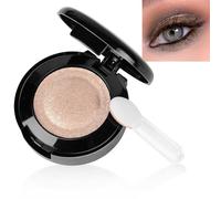 Sombra de ojos individual con brillo, sombra de ojos en polvo fino compacto, resistente al agua. Incluye brocha y espejo pequeño.
