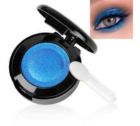 Sombra de ojos individual con brillo, sombra de ojos en polvo fino compacto, resistente al agua. Incluye brocha y espejo pequeño.