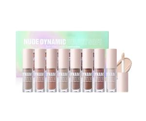 Sombra de ojos líquida - Barra de sombra de ojos de 8 piezas | Mate líquido, barras de color de larga duración, aplicación de ligera, paquete variado de neutros, elección de estilo de bell