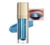 Sombra de ojos líquida, color azul metálico, sombra de ojos líquida, de larga duración y resistente al agua, delineador líquido con brillo fino, sombra de ojos de secado rápido, brillo suave