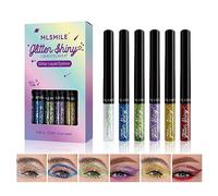 Sombra de ojos líquida con purpurina,6sombras de ojos metálicas con purpurina, lápiz delineador de ojos, sombra de ojos líquida con purpurina, delineador de ojos líquido de larga duración (A)