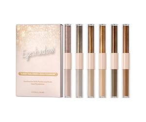 Sombra De Ojos Líquida Con Purpurina, Diseño De Fórmula Sin Grumos, 6 Piezas, Maquillaje De Ojos Brillante, Juego De Sombras DeOjos Con Purpurina Neutra, Diseño De Doble Punta, Para Mujeres,