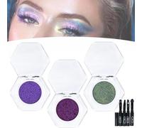 Sombra de ojos multicolor, maquillaje de ojos metálico, sombra de ojos de polvo de producto metálico multicolor, polvo de sombra de ojos de pigmento de alto brillo, duradero y ajustable(04+05+06)