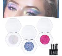 Sombra de ojos multicolor, maquillaje de ojos metálico, sombra de ojos de polvo de producto metálico multicolor, polvo de sombra de ojos de pigmento de alto brillo, duradero y ajustable(01+02+03)