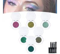 Sombra de ojos multicolor, maquillaje de ojos metálico, sombra de ojos de polvo de producto metálico multicolor, polvo de sombra de ojos de pigmento de alto brillo, duradero y ajustable(07-12)