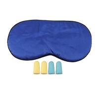 Sombra de ojos y tapones para los oídos de algodón con memoria 3D, bloqueo de luz, ergonómico, parche para dormir para mujeres y hombres para dormir bien (azul)